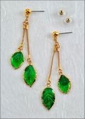 Rose Leaf Cascade Earrings - Green