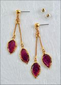 Rose Leaf Cascade Earrings - Purple
