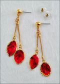 Rose Leaf Cascade Earrings - Red