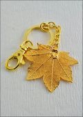 Gold Full Moon Maple Leaf Key Chain