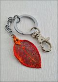 Iridescent Rose Leaf Key Chain