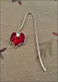 Fine Silver Bookmark w/Grape Leaf in Deep Red