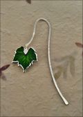 Fine Silver Bookmark w/Grape Leaf in Green
