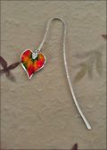 Fine Silver Bookmark w/Ivy Leaf in Fall Multi Colors