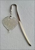Polished Silver Bookmark w/Silver Aspen Leaf