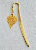 Polished Gold Bookmark w/Gold Birch Leaf