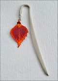 Matte Silver Bookmark w/Iridescent Birch Leaf