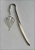 Polished Silver Bookmark w/Silver Birch Leaf