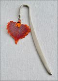 Matte Silver Bookmark w/Iridescent Cottonwood Leaf
