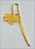 Polished Gold Bookmark w/Gold Sugar Maple Leaf