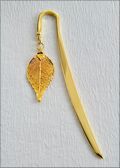 Polished Gold Bookmark w/Gold Evergreen Leaf