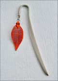 Matte Silver Bookmark w/Iridescent Evergreen Leaf