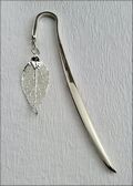 Polished Silver Bookmark w/Silver Evergreen Leaf