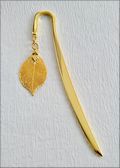 Polished Gold Bookmark w/Gold Rose Leaf