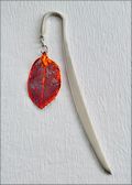 Matte Silver Bookmark w/Iridescent Rose Leaf