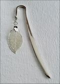 Polished Silver Bookmark w/Silver Rose Leaf