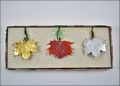 Custom Orn. Box-Set of 3-Sugar Maple in 24K Gold, Silver and Iridescent