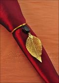 Beaded Evergreen Napkin Holder/Wine Charm in Gold