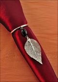 Beaded Evergreen Napkin Holder/Wine Charm in Silver