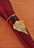 Beaded Birch Napkin Holder/Wine Charm in Gold