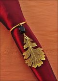 Beaded Oak Napkin Holder/Wine Charm in Gold