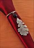 Beaded Oak Napkin Holder/Wine Charm in Silver