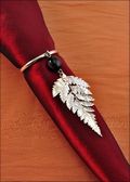 Beaded Fern Napkin Holder/Wine Charm in Silver