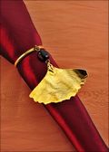 Beaded Ginkgo Napkin Holder/Wine Charm in Gold