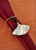 Beaded Ginkgo Napkin Holder/Wine Charm in Silver