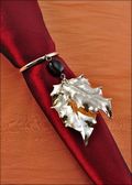 Beaded Holly Napkin Holder/Wine Charm in Silver
