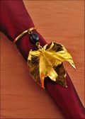 Beaded Grape Leaf Napkin Holder/Wine Charm in Gold