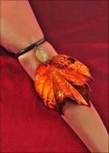 Beaded Grape Leaf Napkin Holder/Wine Charm in Iridescent