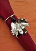 Beaded Grape Leaf Napkin Holder/Wine Charm in Silver
