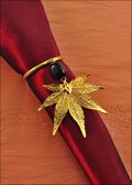 Beaded Japanese Maple Napkin Holder/Wine Charm in Gold