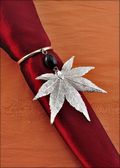 Beaded Japanese Maple Napkin Holder/Wine Charm in Silver