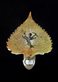 Angel Silhouette on Real 24K Gold Cottonwood Leaf Nightlight