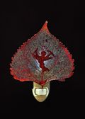 Angel Silhouette on Real Iridescent Cottonwood Leaf Nightlight