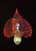 Sweet Kisses Silhouette on Real Iridescent Cottonwood Leaf Nightlight