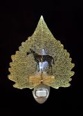 Western Horse Silhouette on Real 24K Gold Cottonwood Leaf Nightlight