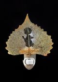 Prayer Angel Silhouette on Real 24K Gold Cottonwood Leaf Nightlight