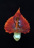 Prayer Angel Silhouette on Iridescent Cottonwood Leaf Nightlight