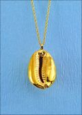 Coffee Cowry Shell Pendant in Gold