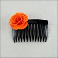 Small Orange Rose Hair Comb