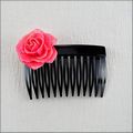 Small Pink Rose Hair Comb