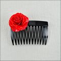 Small Red Rose Hair Comb