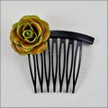 Large Green Rose Hair Comb