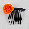 Large Orange Rose Hair Comb