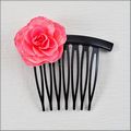 Large Pink Rose Hair Comb