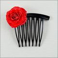 Large Red Rose Hair Comb