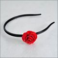 Small Red Rose Blossom Headband